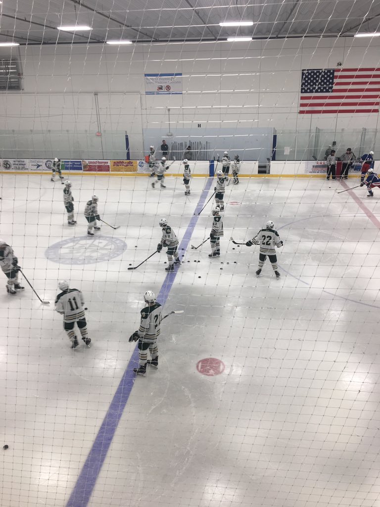 DohertyGdoherty's tweet image. Ready to drop the puck at NESV - Shamrocks taking on Glastonbury high school from Connecticut.