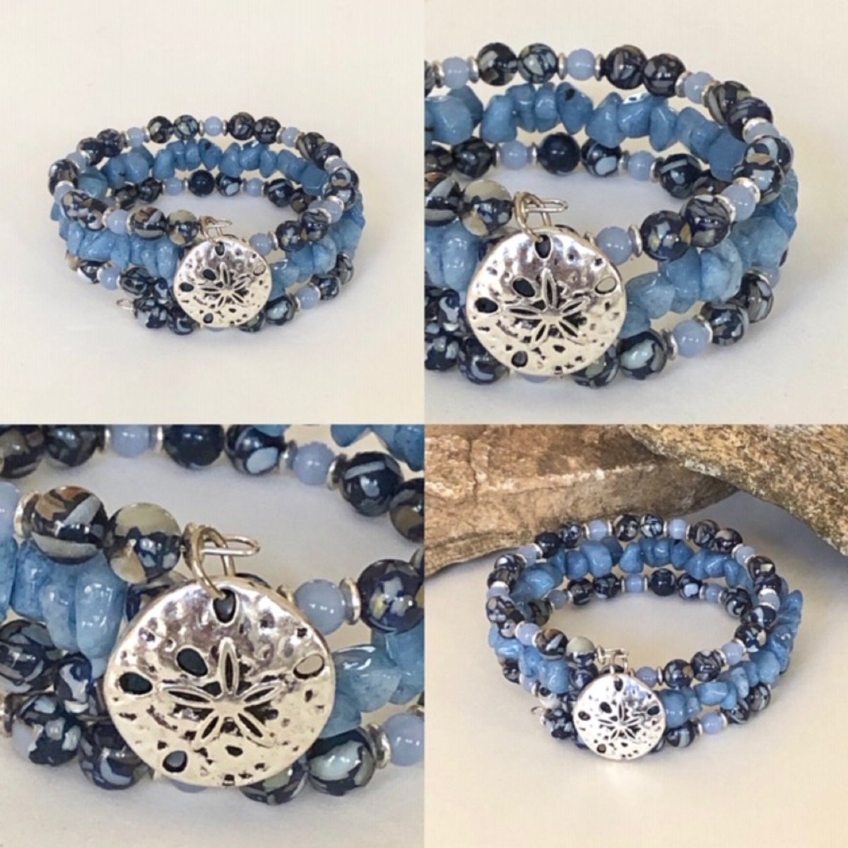 For sale in my #etsyshop: Blue Stone Wrap Bracelet etsy.me/2Gz1IoR #bracelets #beadedbracelet #bluebracelet #wrapbracelet #cuffbracelet #memorywire #coiled #bangle #spiral #wraparound #stacked #layered #armcandy #wriststyle #braceletstyle #boho #bohemian #gypsy