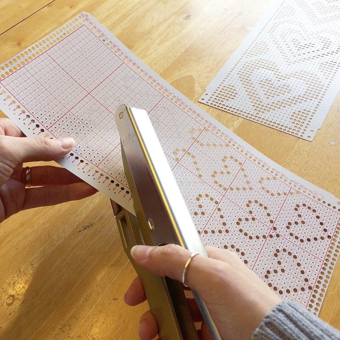 machineknits's tweet image. I love creating my own punch card designs for machine knitting!  Such an amazing and versatile machine 💕

#knittingmachine #knitting #singermachine #knittingclasses #RochesterNY