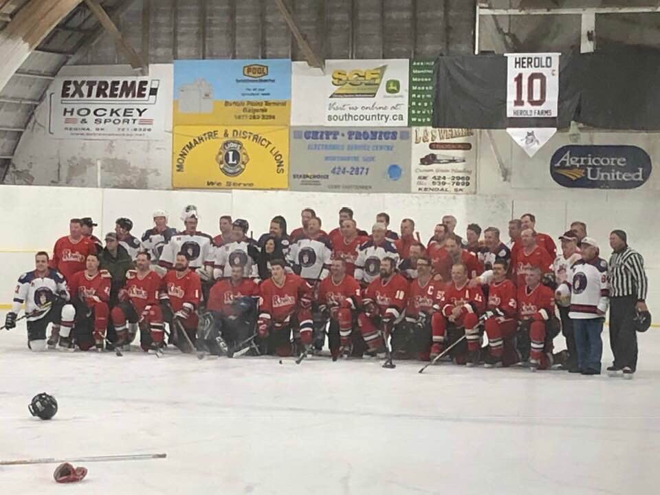 Adam Herold jersey retirement January 26 2019 in Montmartre. Beaudin Pond Kings Vs Montmartre Rivals.