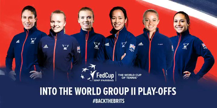 British Tennis (@BritishTennis) on Twitter photo 09/02/2019 21:23:29 🇬🇧 The GB Fed Cup Team are into the World Group II Play-Offs 🇬🇧 #BackTheBrits 🇬🇧 🇬🇧 The GB Fed Cup Team are into the World Group II Play-Offs 🇬🇧 #BackTheBrits 🇬🇧
