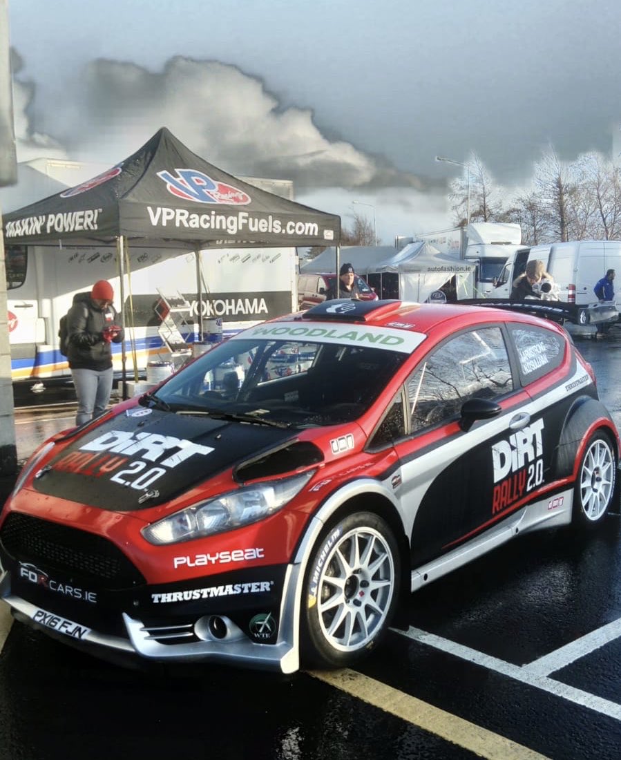 Great day at scrutiny of the <a href="/GalwayIntRally/">Galway INT Rally</a>, meeting our customers on our first event with VP Racing Fuels. Amongst the leading R5 cars running on VP R5 fuel, one that really caught our eye was the Ford Fiesta R5 of Jon Armstrong in the colours of DiRT Rally 2.0.