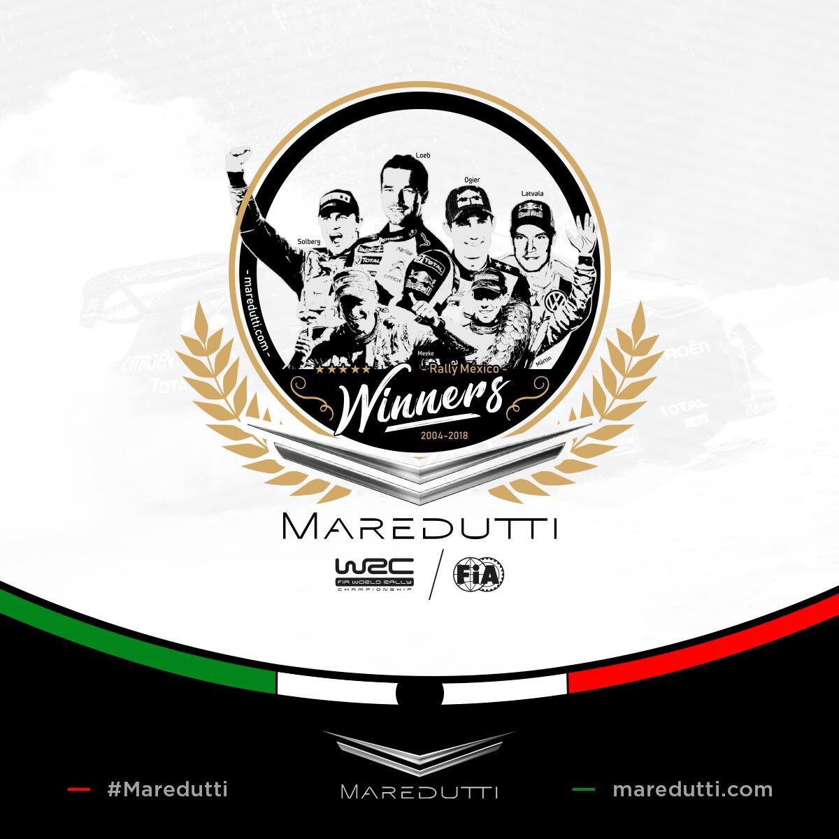 MAREDUTTI's tweet photo. En nuestra nueva colección haremos un homenaje a los que han sido campeones en el @RallyMexico ¿Quien ha sido tu campeón favorito? #Maredutti https://t.co/N2BdY28gIk