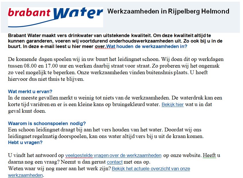 Onderhoud leidingnet Brabant Water in Rijpelberg
