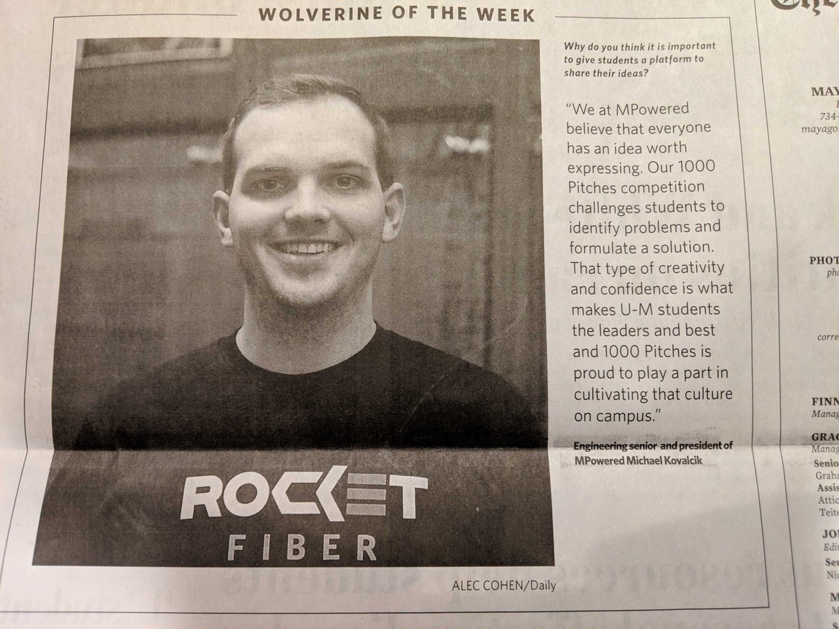 MPowered's tweet image. Check it out: @michigandaily recently featured MPowered President, Michael Kovalcik! Here’s what Michael had to say about 1000 Pitches!

Head on over to 1000pitches.com  to share your idea for the chance to win $1000!