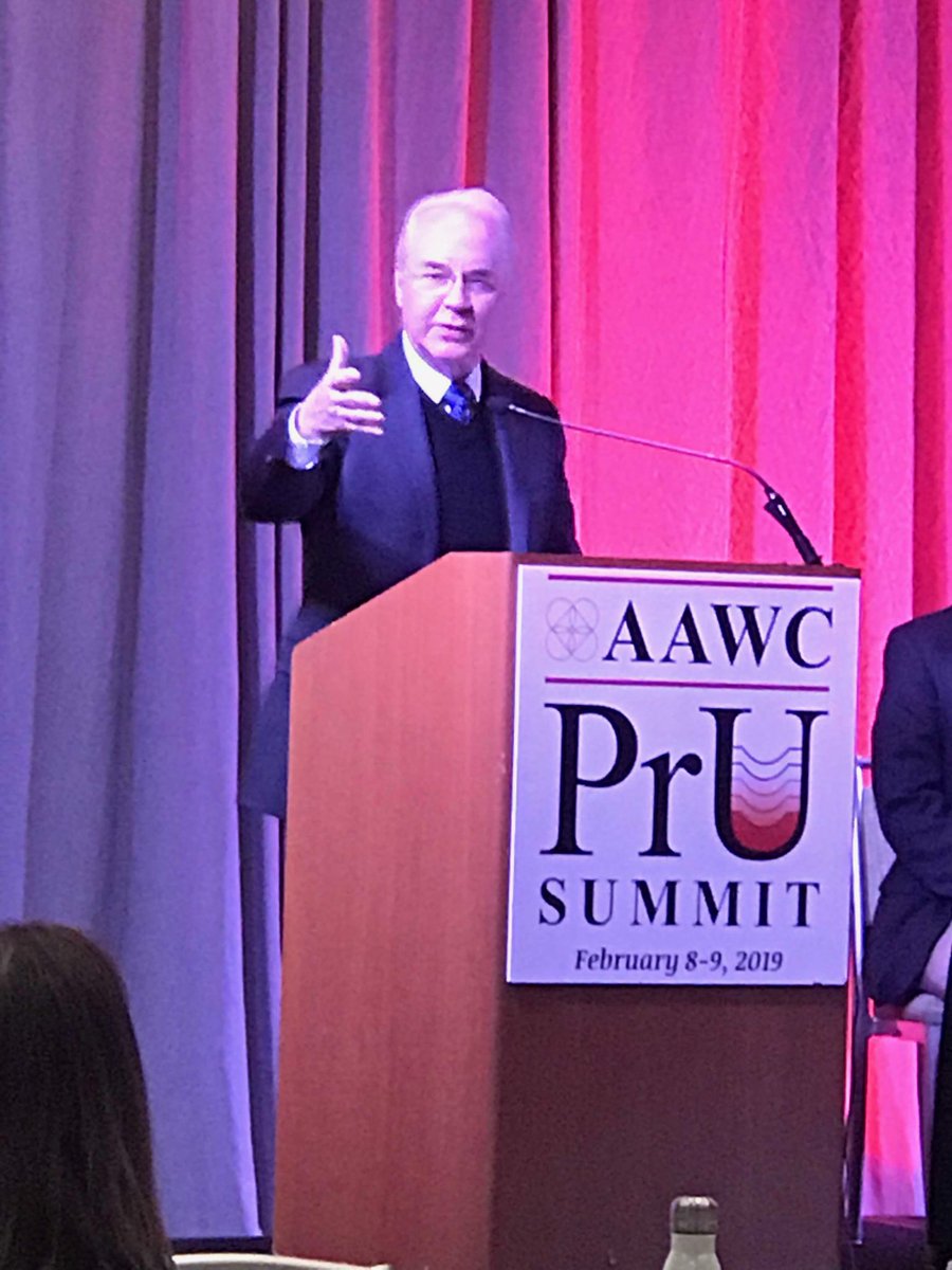 Dr. T. Price (former director of HHS) addresses AAWC PrU Summit audience and challenges us to engage in politics and assist our politicians to understand the important work of PrU PREVENTION. The #’s of PrU mortalities rivals the opioid crisis! $28B is@real$ ⁦<a href="/DrWmPadula/">Bill Padula, PhD</a>⁩