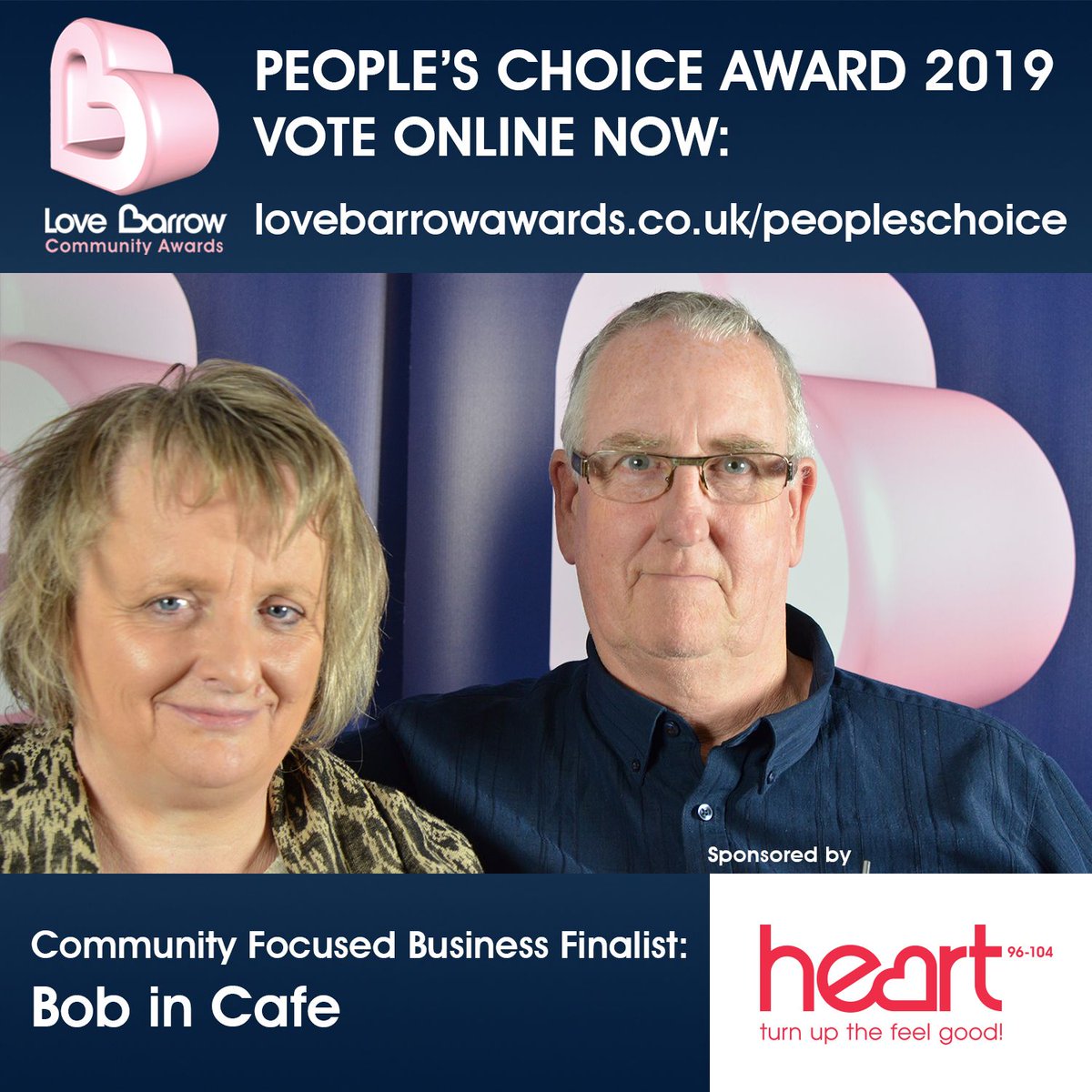 Love Barrow Awards (@lovebarrowaward) on Twitter photo Voting for the 2019 <a href="/LoveBarrowAward/">Love Barrow Awards</a> People's Choice is OPEN!
Vote now for: Bob in Cafe
lovebarrowawards.co.uk/peopleschoice
#LBA2019 People's Choice sponsored by <a href="/heartnlc/">Heart North Lancashire and Cumbria</a> Voting for the 2019 <a href="/LoveBarrowAward/">Love Barrow Awards</a> People's Choice is OPEN!
Vote now for: Bob in Cafe
lovebarrowawards.co.uk/peopleschoice
#LBA2019 People's Choice sponsored by <a href="/heartnlc/">Heart North Lancashire and Cumbria</a>