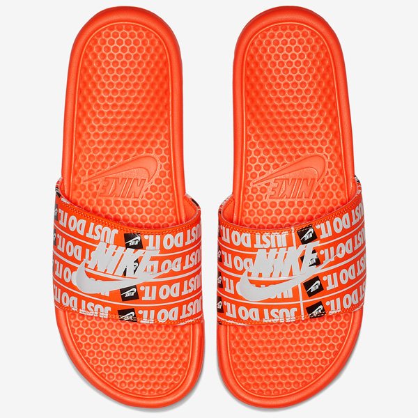 orange nike flip flops