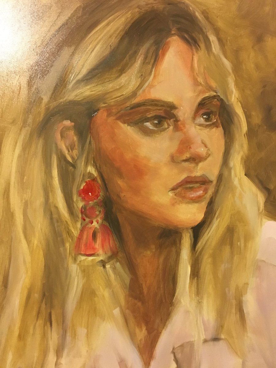 Girl with RedTassel Earring #painting #contemporaryart #Figurative