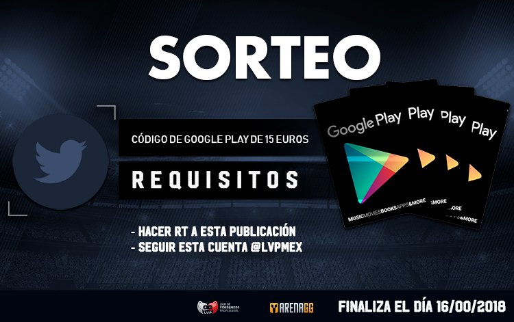 lvplolnorte's tweet image. 📷 SORTEO3  🗣
Ha sido una semana increíble ¿Un código de Google Play de 15€? ¿Qué tienes que hacer? 📷Hacer RT a esta publicación 📷Seguir a @LVPmex  
Términos y condiciones aquí📷bit.ly/2FlKWKe