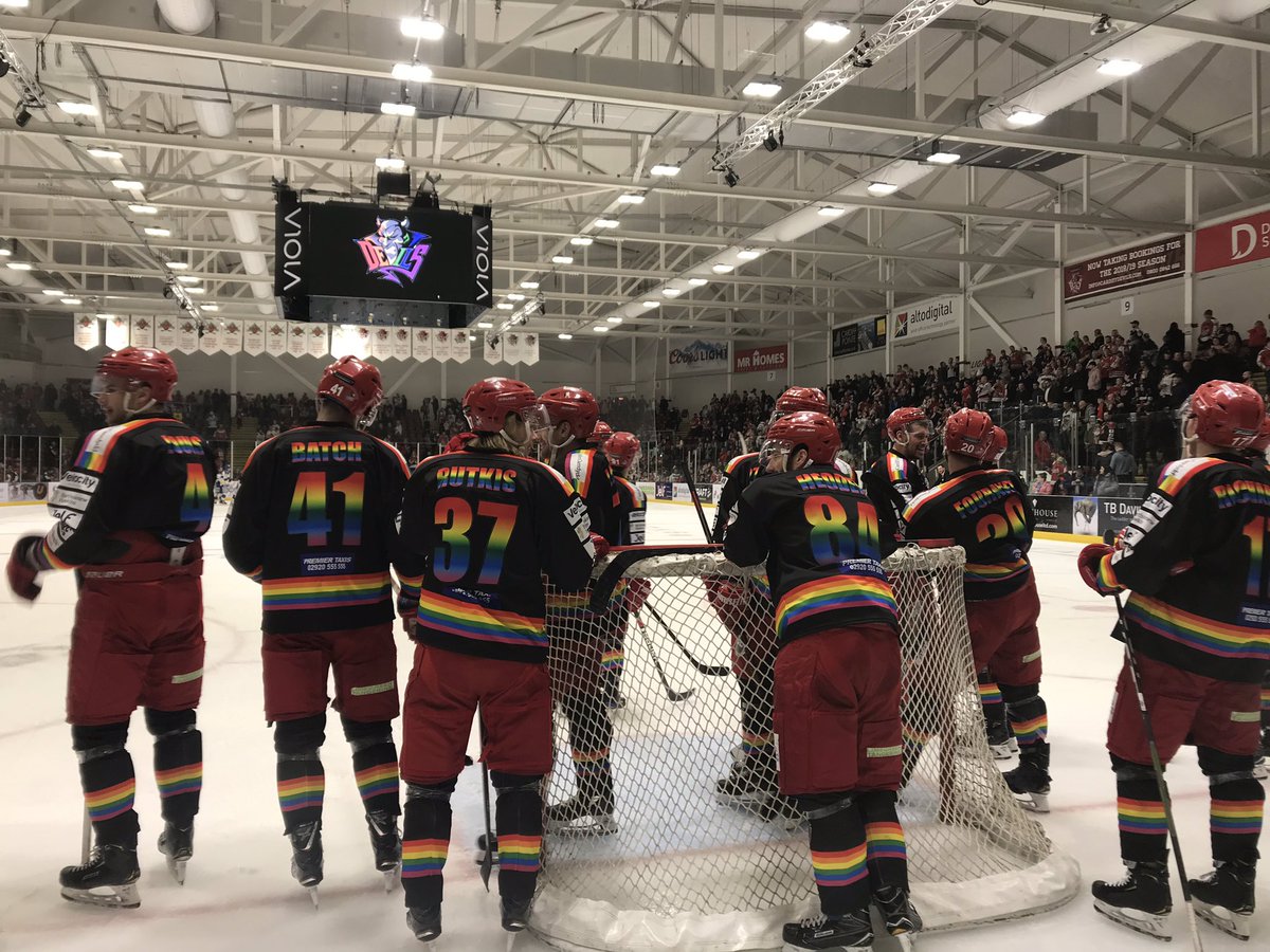 StonewallCymru's tweet image. An amazing win by @cardiffdevils on their Pride @LGBTsportcymru match evening. Thank you for your support for LGBT inclusion in sports. 😈🌈