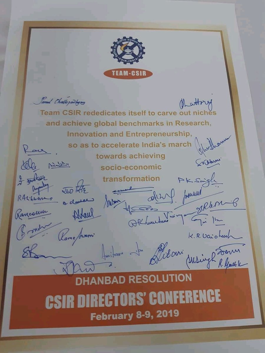 CSIR resolution during Directors meeting in Dhanbad @CSIR_IND @IGIB_DEL_110007 @csir_serc @CSIR_IMTECH @CSIR_NISCAIR @csirimmt @CSIR_CDRI @csiriiim @csir_cimap @CSIR_IHBT @ccmb_csir @CSIR_IITR @csir_ncl @CSIR_CMERI @CSIRCRRI @patinformatics @CSIR_NML