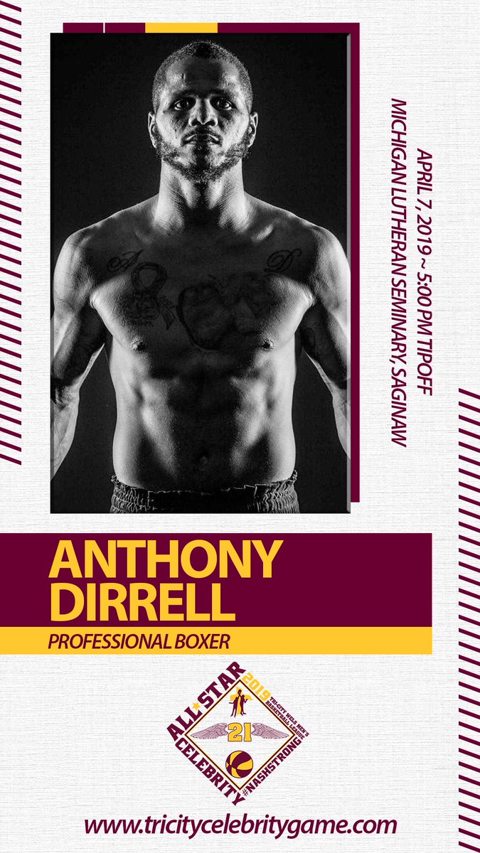 WELSBasketball's tweet photo. @Anthonydirrell will be returning to play in his 2nd All Star Celebrity Game. A former champion at 169 pounds, Dirrell's record currently stands at 32-1-1 with 24 KO's #nashstrong21 #WELScelebritygame2k19 https://t.co/u3uV82sqA7