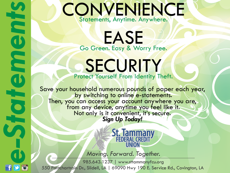 sttammanyfcu's tweet photo. Go Paperless with e-Statements!
#STFCU #CUDifference #CUonTheGo #CreditUnions
https://t.co/Krh2o3URBl https://t.co/xZree9E3hb