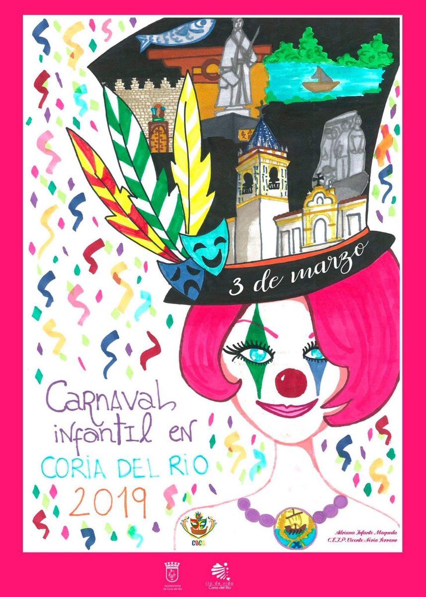 Cartel CARNAVAL de Coria Del Río 2019. Del 16 de febrero al 3 marzo.