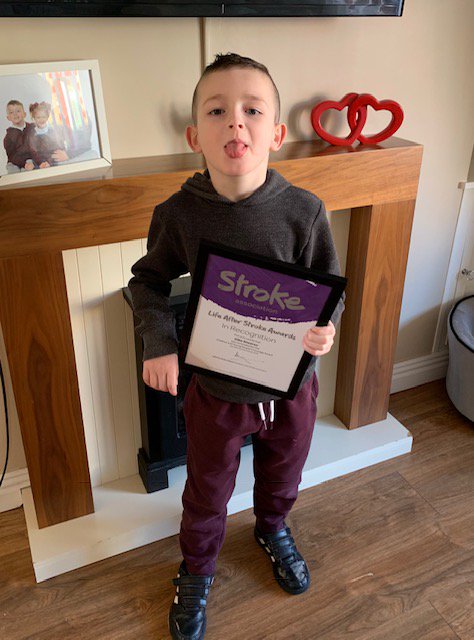 We think it is safe to say that stroke survivor Ollie Shearan is feeling very proud after being nominated for the child of courage award at our recent Life After Stroke Awards celebration event in Cardiff.

We done Ollie, we are all really proud of you! 👏💜😁 #StrokeAwards