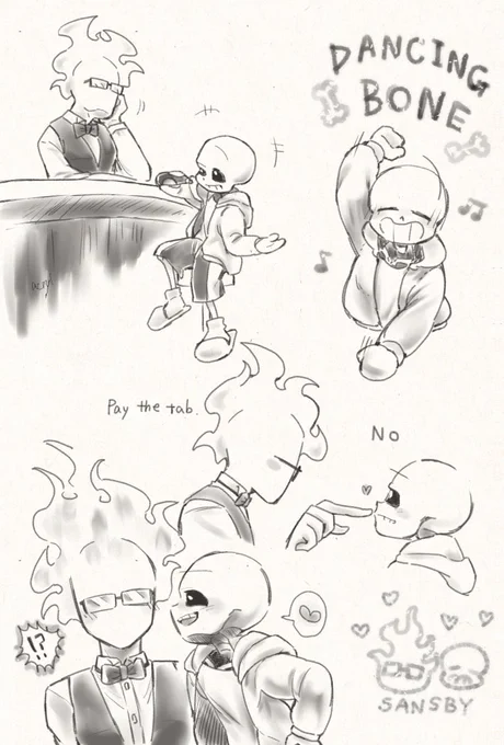 *grillby'sでナチュラルにイチャつくグリサン#sansby 