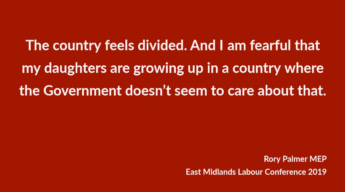 Rory_Palmer's tweet image. This Tory Government is failing to bring the country together. That must change. From my speech this morning at #EmLab19