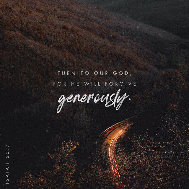 jscxps's tweet photo. Isaiah 55:7
Let the wicked forsake their ways
    and the unrighteous their thoughts.
Let them turn to the Lord, and he will have mercy on them,
    and to our God, for he will freely pardon. https://t.co/tiyBo7LWkP