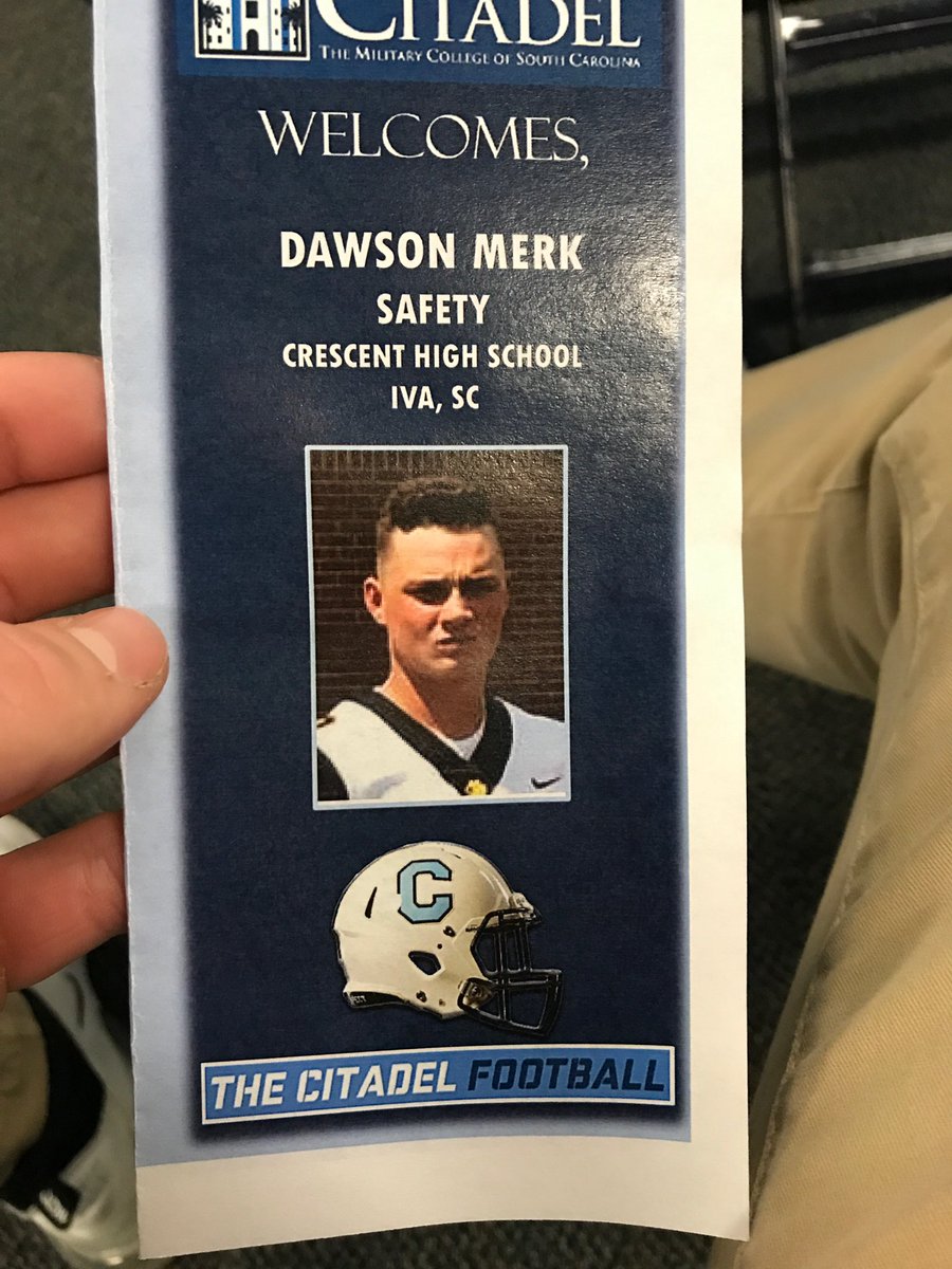 CHSTigersFB's tweet photo. Thank you to @CitadelFootball for having @DawsonMerk on campus today. https://t.co/TqAgQk97Ra