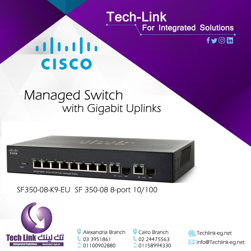 TechLink1997's tweet image. Model from Cisco are available at #Tech_Link_For_Integrated_Solutions
SF350-08-K9-EU #tech #Network #internet #Cisco_Egypt #Cisco #ciscochampion2019