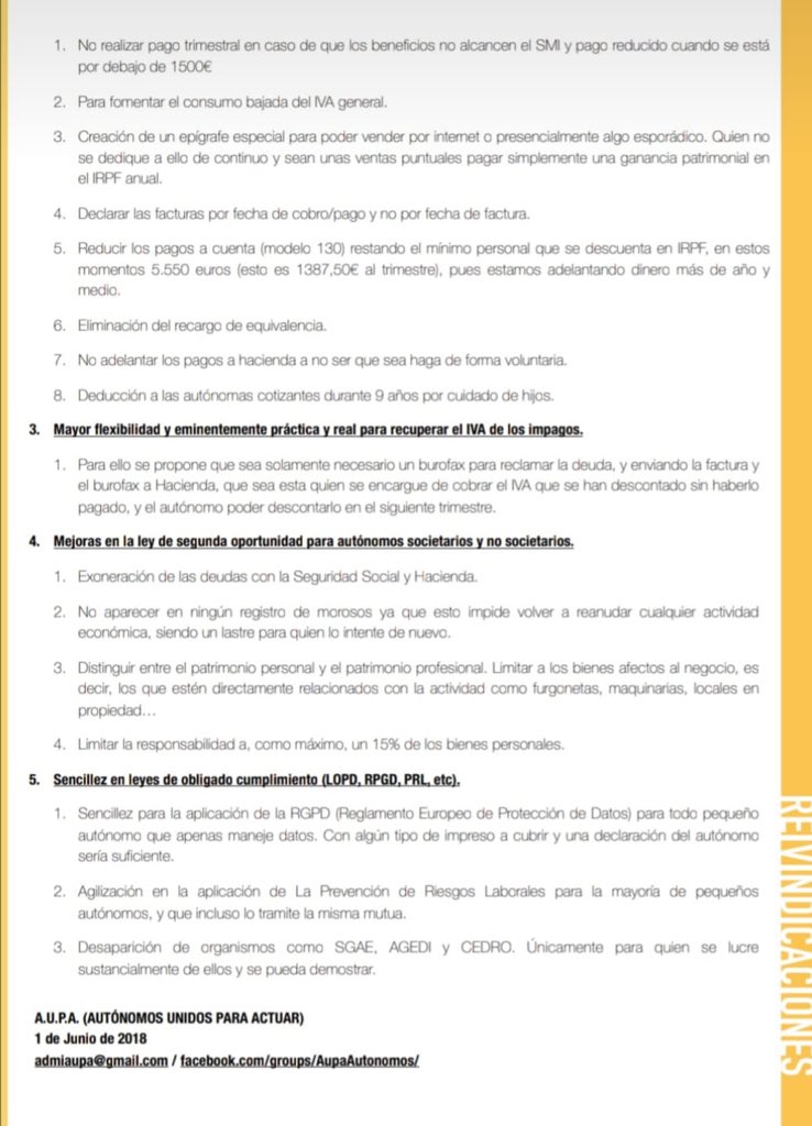 selennian's tweet photo. El 15F, los autónomos salimos a la calle para luchar por nuestros derechos, busca tu ciudad y únete https://t.co/cUEzlWx1c7 , nuestras reivindicaciones 👇🏻👇🏻 @AUPA_Autonomos https://t.co/B6vSPfwfO8