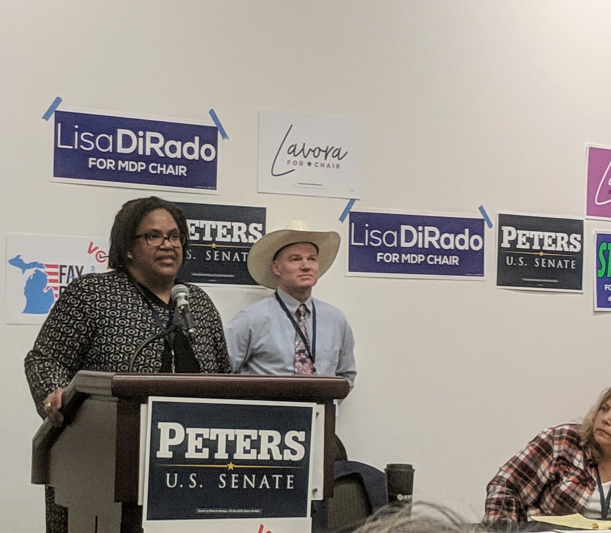 shiawasseedems's tweet photo. #MDPChair candidate @LavoraBarnes talks to the #MDPRuralCaucus https://t.co/PAJC4QT7kA