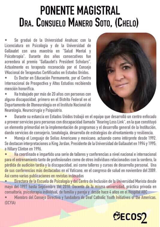 ECOS22's tweet photo. Próximamente, en #ECOS2, la Dra. Consuelo Manero Soto será una de nuestras conferencistas magistrales. ¡No falten! @CONADIS_MX https://t.co/48uSXk6xle