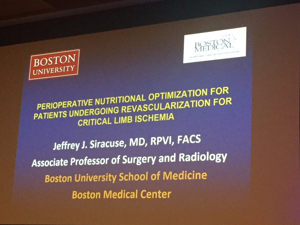 ColemanDM_vasc's tweet photo. Congratulations to @JeffSiracuse for receiving the #VESS2018 Early Career Faculty Award. Great research update today on peri operative nutritional optimization for patients undergoing revasc for CLI. https://t.co/FJk1ndENDo