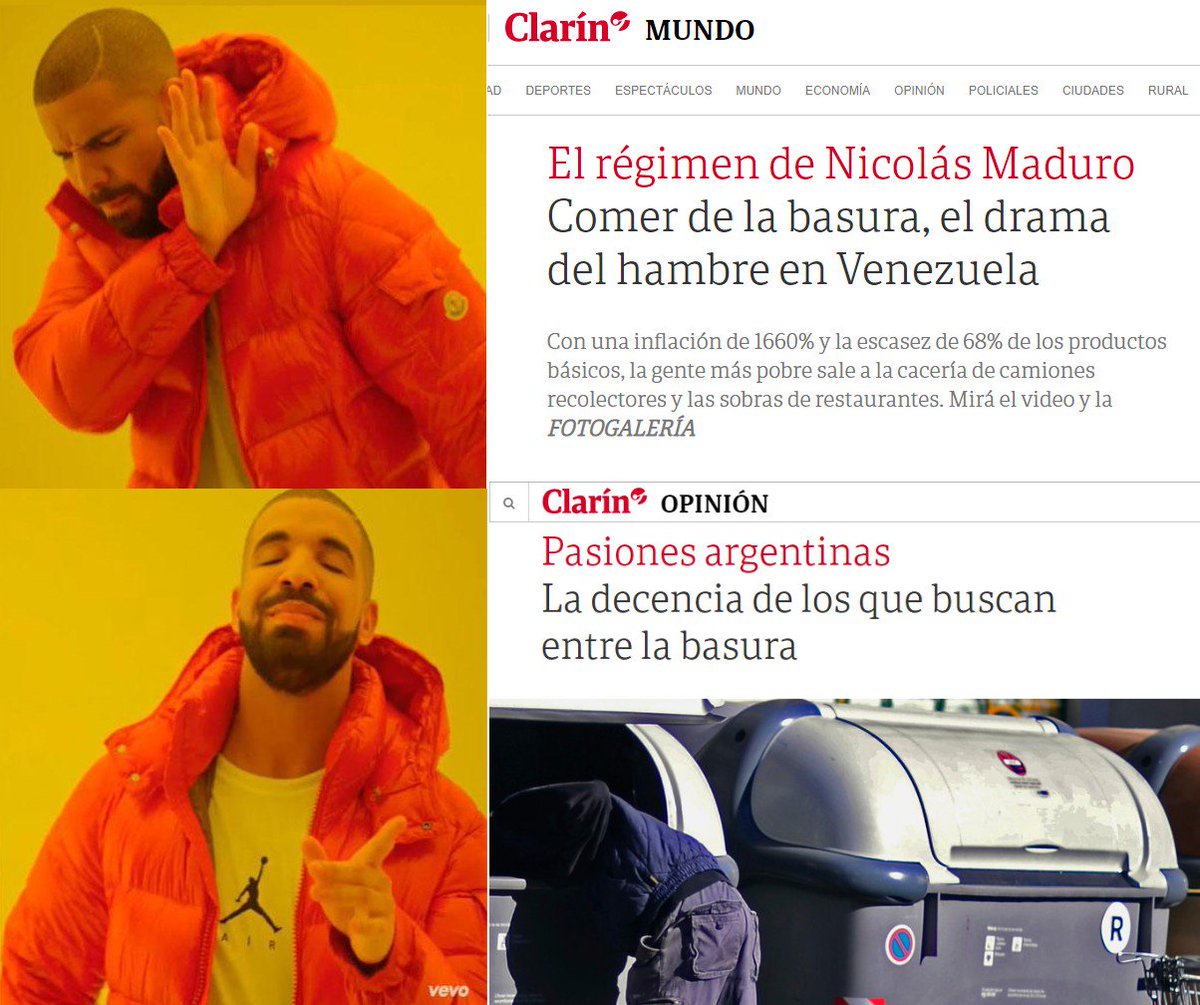 jmkarg's tweet photo. Comer de la basura para Clarín:
En 🇻🇪 un drama.
En 🇦🇷 una pasión. https://t.co/i6p6dvCfBu
