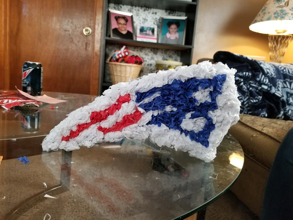 moms_uterus's tweet photo. It took us all night to make it but tomorrow's centerpiece is finished!
#SuperBowl #Patriots #EverythingWeGot 
#motherdaughter https://t.co/wFfYZUs2Rx