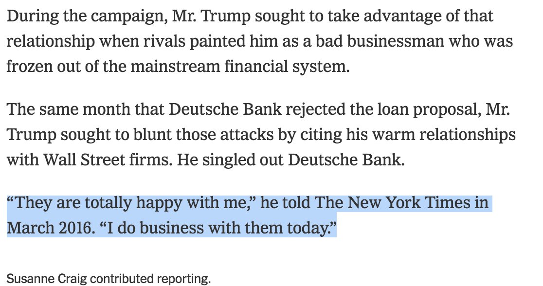 David Enrich On Twitter The Same Month That Deutsche Rejected