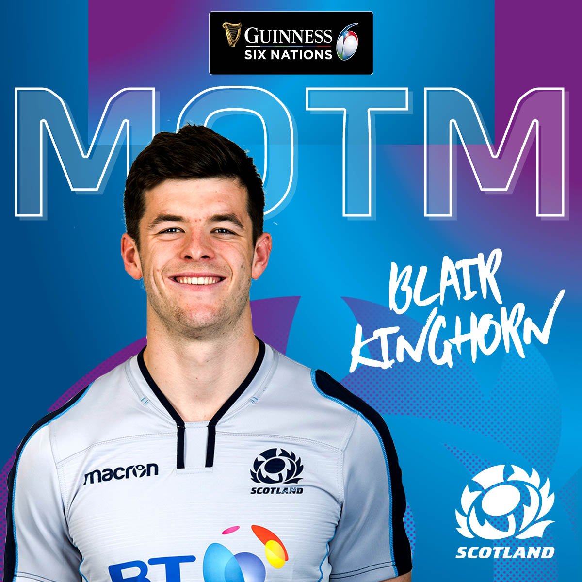 Scottish Rugby (@scotlandteam) on Twitter photo Your <a href="/SixNationsRugby/">Guinness Men's Six Nations</a> Man of the Match for today is hat-trick hero Blair Kinghorn! 👏
🏴 🇮🇹 #AsOne Your <a href="/SixNationsRugby/">Guinness Men's Six Nations</a> Man of the Match for today is hat-trick hero Blair Kinghorn! 👏
🏴 🇮🇹 #AsOne