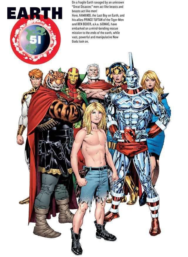 Rob_readscomics's tweet image. Journey through the #Multiversity Earth 51 home to Jack Kirbys dystopic future and possible Prime Earth future. A earth with such creations like Kamandi, biOMAC, Tiger-Men and the New Gods inhabit this reality.
