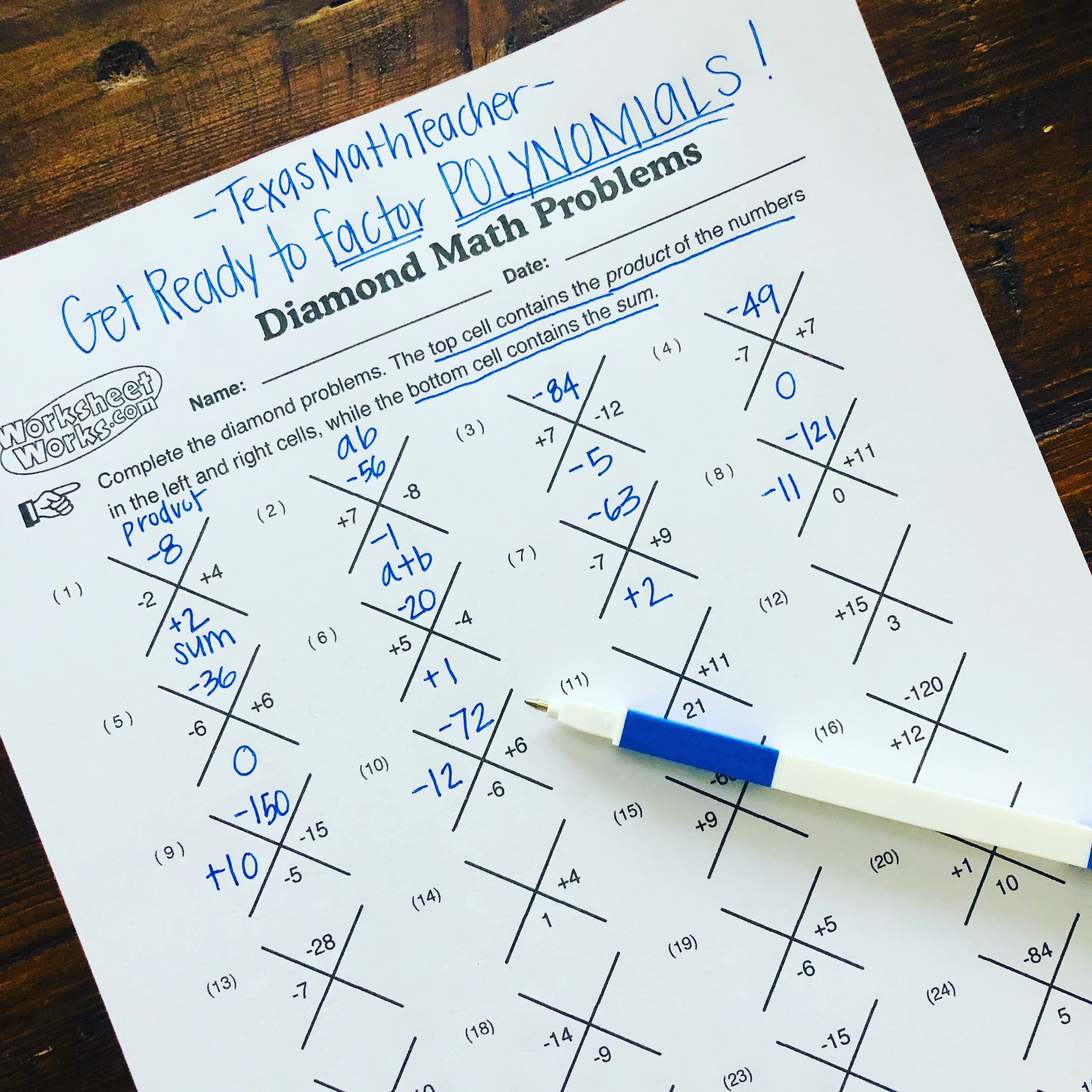 texas-math-teacher-on-x-i-love-these-diamondproblems-to-introduce-factoring-trinomials-you-can-make-your-own-right-here-https-t-co-0p8qlct5ji-practicing-making-sums-and-products-with-the-same-factors