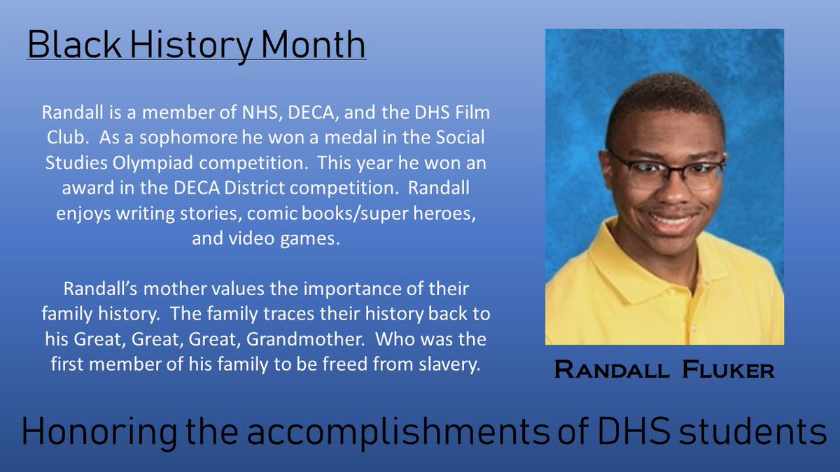 DHSMediaCenters's tweet photo. DHS Celebrates Black History Month by honoring the accomplishments of our students https://t.co/8tEDQTp9cM