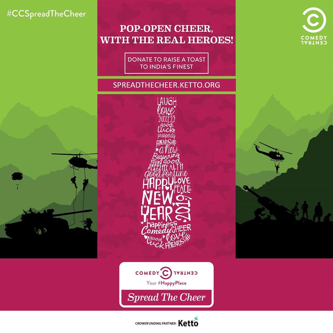 SimranSanjeev's tweet photo. Ask not what your country can do for you, but what you can do to help the people that protect it.Log on to https://t.co/8SGiNZIVJL, donate an amount you deem fit and Spread The Cheer among the BSF! #CCSpreadTheCheer
#CCSpreadTheCheer
@ComedyCentralIn https://t.co/jjVRh4g3F3
