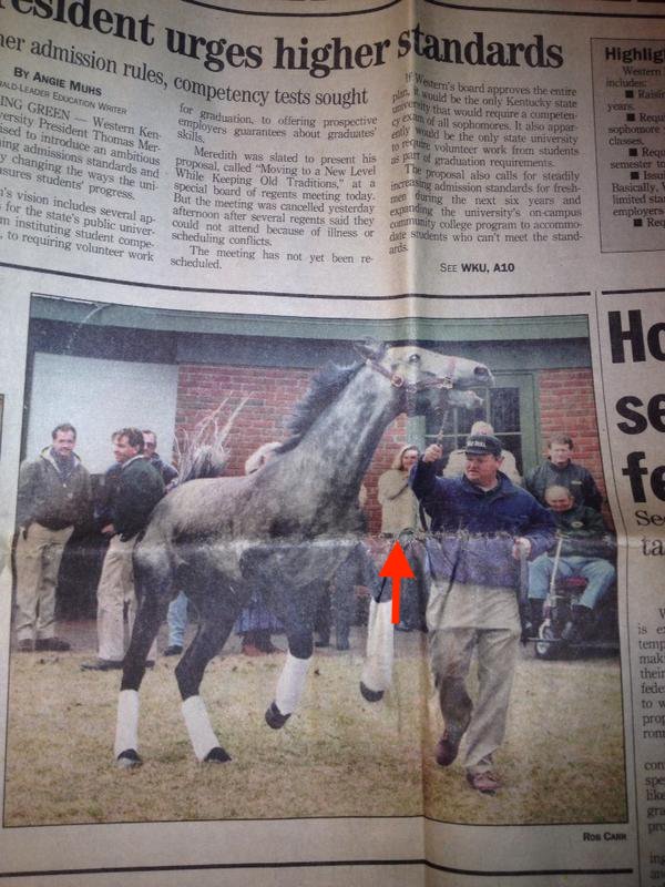 Me and #HolyBull on the cover of the @heraldleader the day he retired to @DarleyStallions at Jonabell. My first racing love, still my fave. I always remember him fondly, but especially today when they honor him at @GulfstreamPark with his race #Legend #HallofFame