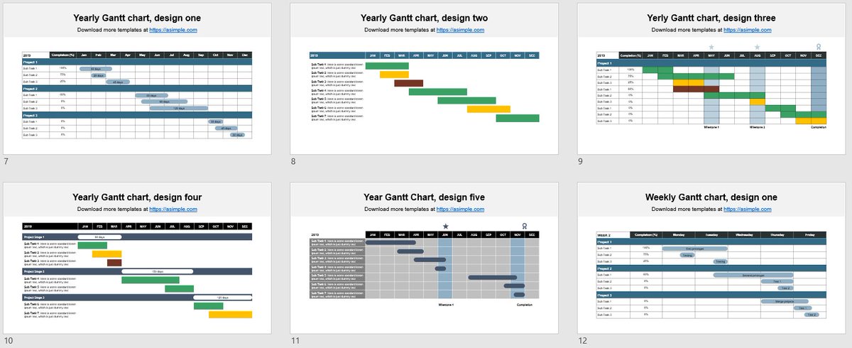 asimpl2's tweet image. Tired of making Gantt Charts in #PowerPoint? We've created 15 just for you :)

And yes, they are FREE!

--&amp;gt; buff.ly/2UBh8N8

#Productivity #productivityhacks #lifehacks #MSOffice #design #templates #templates