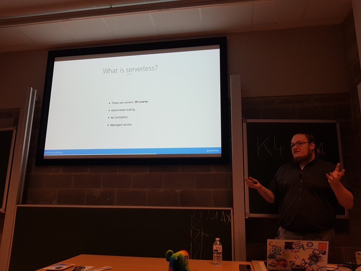 KatNovakovic's tweet image. The term #serverless is misleading. There are #servers involved, of course. @SvenFinke #ServerlessFunctions #FaaS #php #aws #cloud #FOSDEM #FOSDEM2019