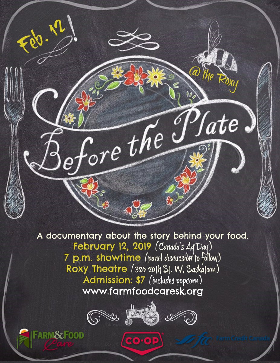 FarmFoodCareSK's tweet photo. Celebrate Canada's Agriculture Day on February 12th with a screening of the film -  Before the Plate! We are pleased to partner with @FCCagriculture @CoopCRS  to present this event. #CdnAgDay Register here https://t.co/xyHlUzqJFL https://t.co/6xxNeTdDf1