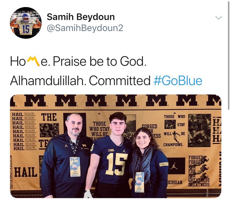 DCCfootball's tweet image. CONGRATS to our very OWN @SamihBeydoun2 on his COMMIT to @UMichFootball. GOOD LUCK at THE NEXT LEVEL. #Hail #CCProud #1Strong