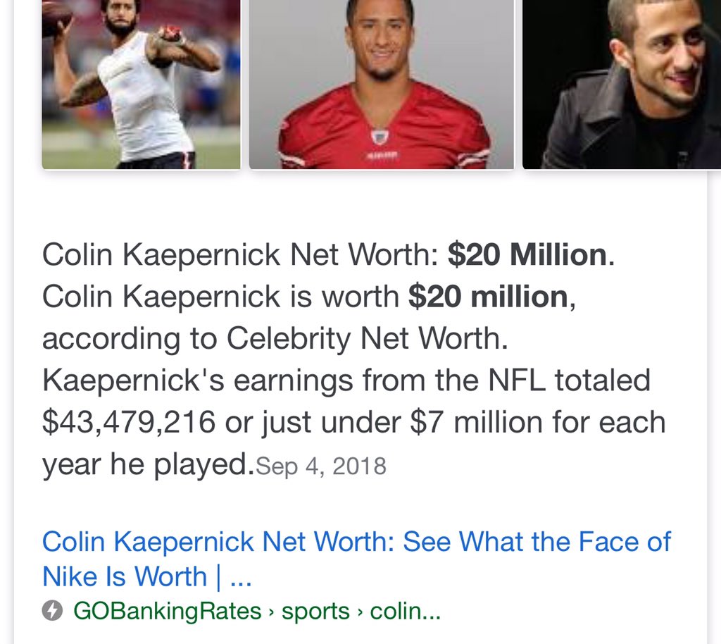 Rrrachel76's tweet photo. @people Kaepernick is kneeling because of of the treatment of minorities?  #BitchPlease I know my place of employment wouldn’t allow political protests on their dime by EMPLOYEES. #EntitlementMuch https://t.co/nUP0w1H88m