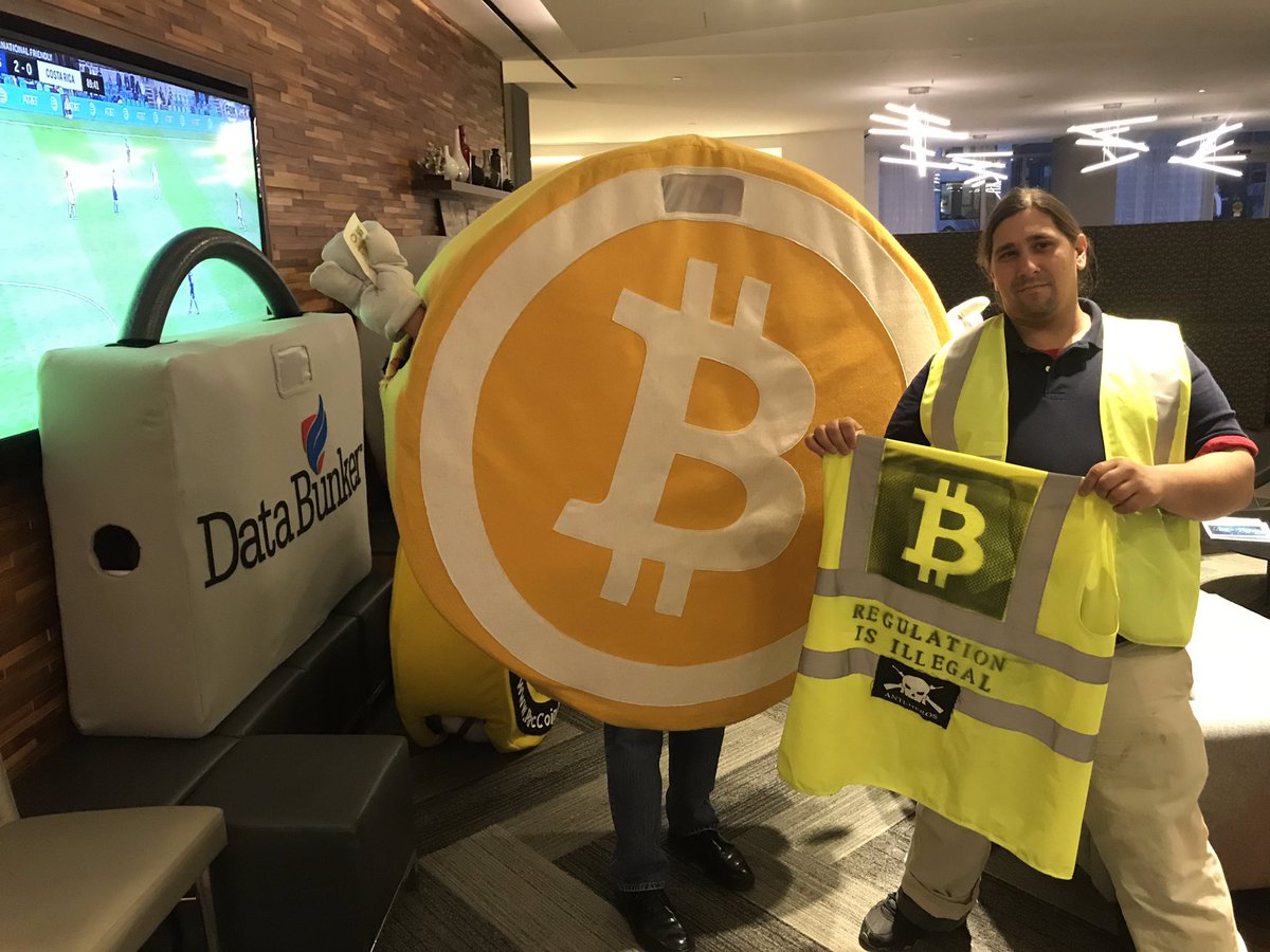 cryptomascots's tweet image. Bitcoin #yellowvests thinks we need a dogecoin mascot! @c3ntrx doge donation address included in the pic. Make it happen? @dogecoin @sabotagebeats 

@DataBunkerSafe in the back!