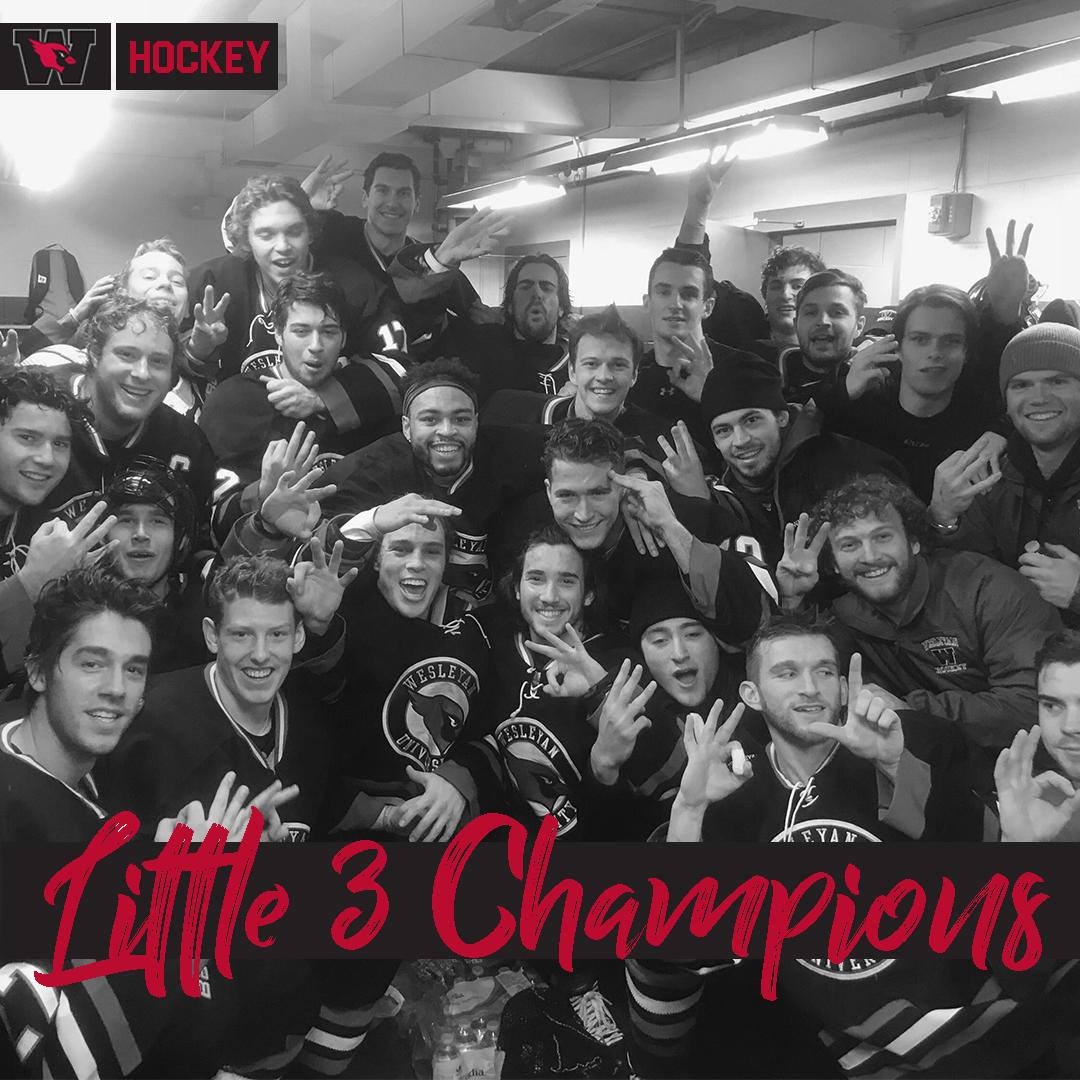 wes_athletics's tweet image. Congratulations to the men's hockey team on claiming the Little Three title following a 2-1 OT win against Williams today! #GoWes #RollCards #CardinalPride #Little3Champs