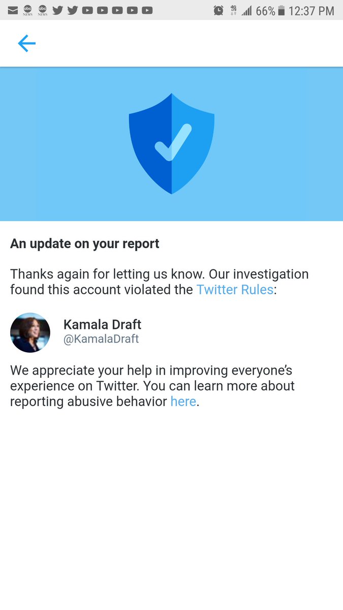 shipman96's tweet photo. Some good news for today...
Finally Twitter agrees that #organised & #false #massreporting of accounts is wrong.
#NoMoreTargeting just for posting #research & #truth about Candidates.
@jack how about *reinstating* the accounts that were affected, Targeted by Kamala Draft https://t.co/EnD6C68WUw
