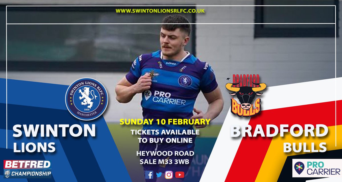 🎫 | TICKET NEWS! 🦁

Tickets are now available for our clash with <a href="/OfficialBullsRL/">Bradford Bulls</a> in the <a href="/Betfred/">Betfred</a> Championship!

📍 Heywood Road, M33 3WB
🎫 Ticket event ONLY
⏰ K.O. 3:00pm 
📆 Sunday 10 February 

lions.mysportstickets.co.uk