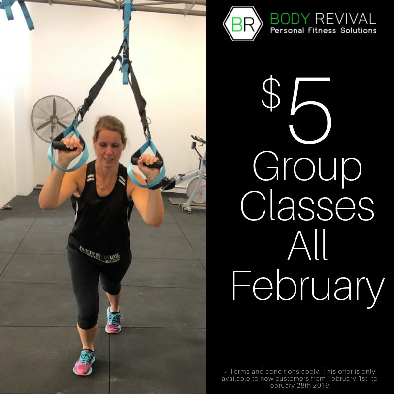 BodyRevivalPFS's tweet photo. $5 Group Classes All February 

Here is a great deal for all you new to fitness. Take advantage of our cheap February deal and come try Body Revival for only $5. No contracts, So Signup Fees and No Minimum terms... Just great training. https://t.co/nQj3Z9CKyt