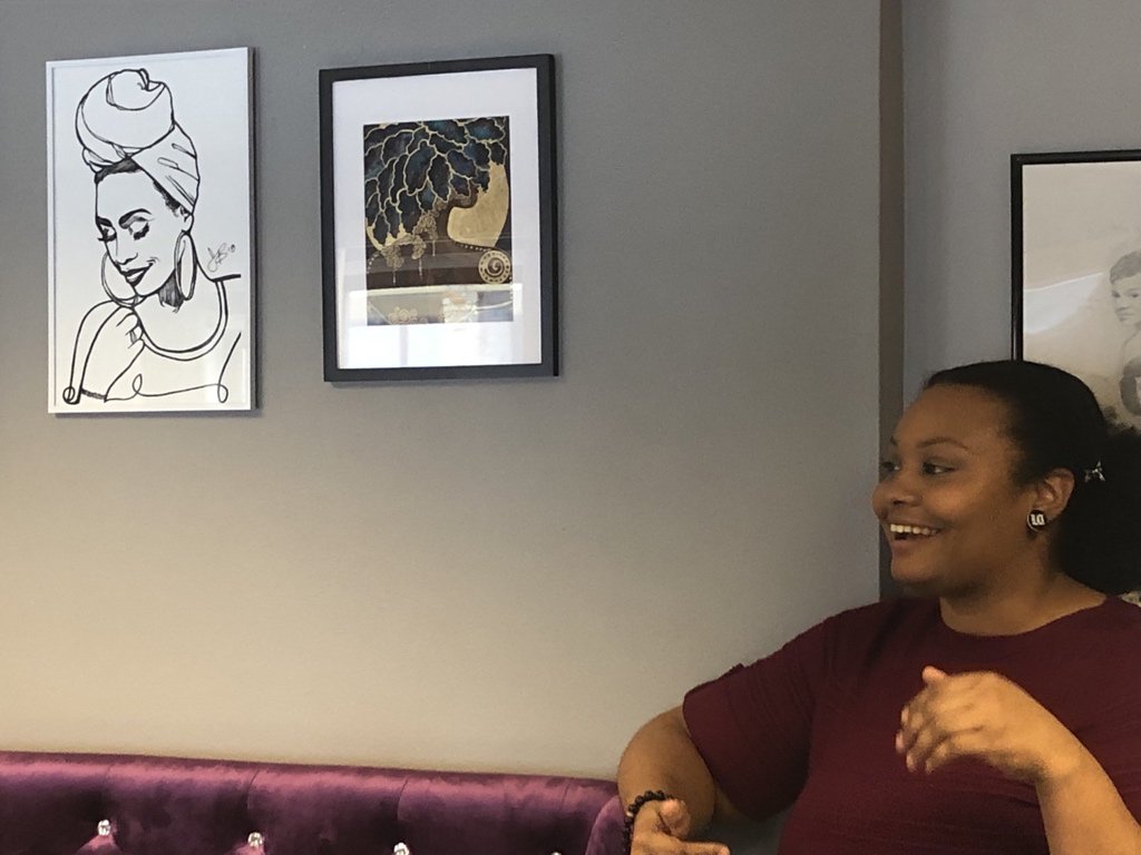 JonathanStenger's tweet photo. Artist Maia Chen at the #ProgressCenterForBlackWomen describing her work. #investinblackwomenandfamilies https://t.co/Kz1ZQ8vsLe