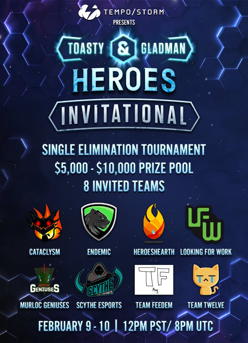 Tempo_Storm's tweet photo. It's time to meet the Toasty &amp; Gladman #HeroesInvitational teams!

Full details and rosters at: https://t.co/Je4zKpFDPb https://t.co/TzqWnEVe6j